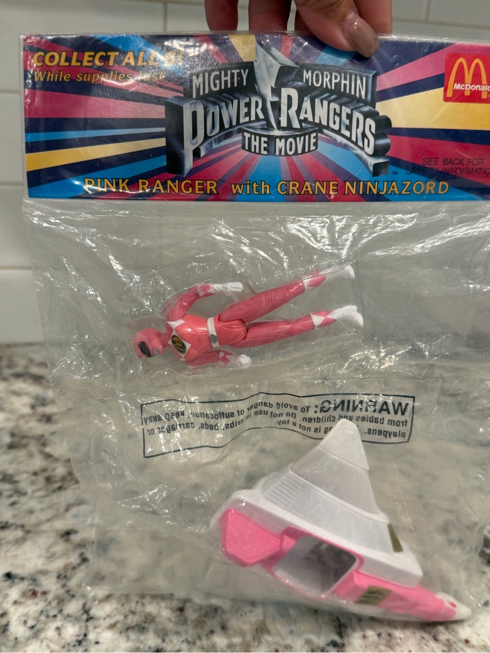 Power ranger Pink Ranger Figure with Crane Ninjorzord - Pink